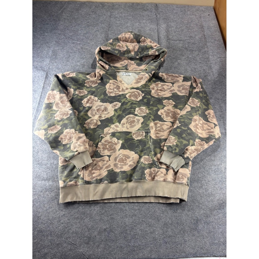 We The Free People It's A Vibe Floral Camo Hoodie Oversized Distressed Womens L